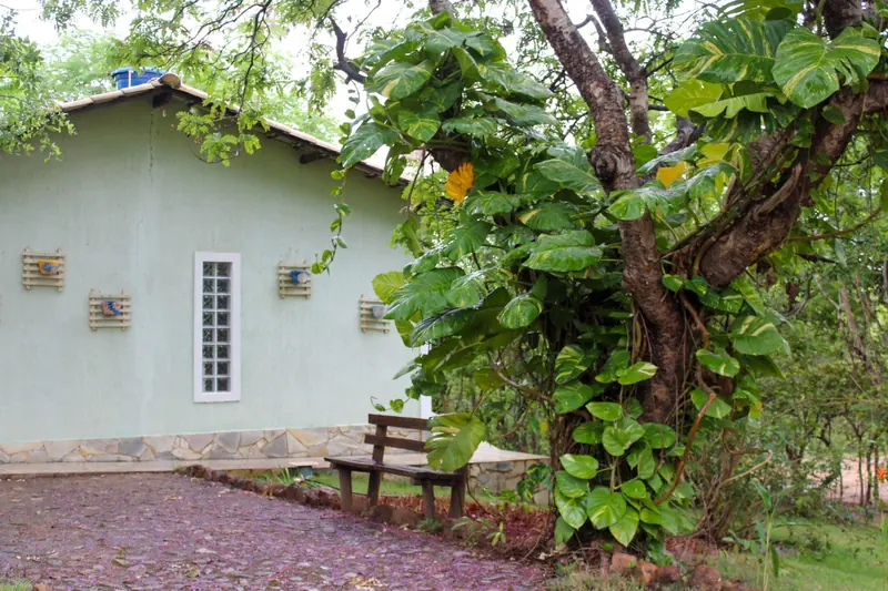O chalé e o jardim